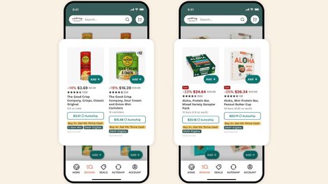 Brands, like Aloha and The Good Crisp pictured here, will soon be able to run campaigns leveraging Instacart's sponsored product and display advertising solutions on Thrive Market's website and app.