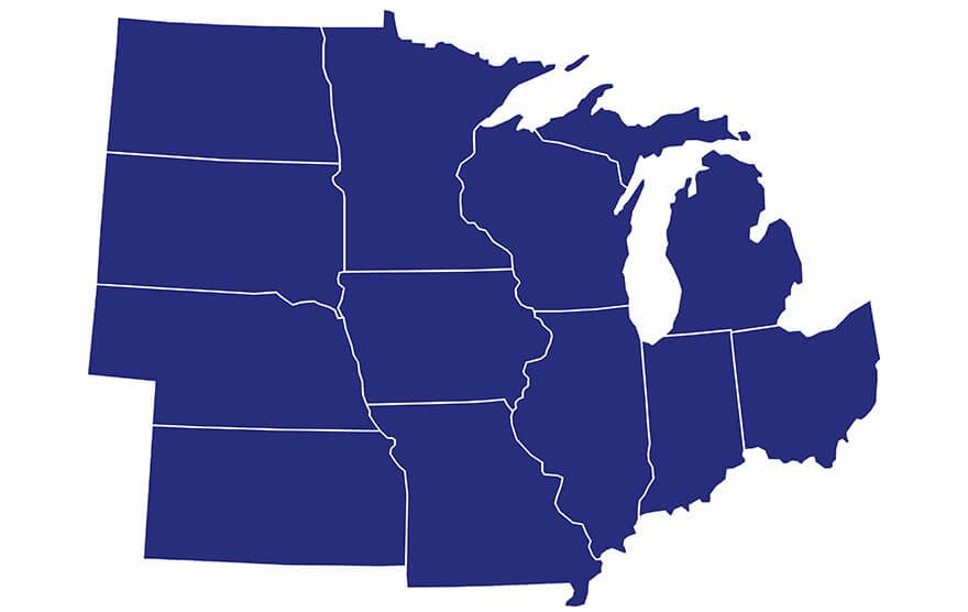 graphic outline of Midwest states