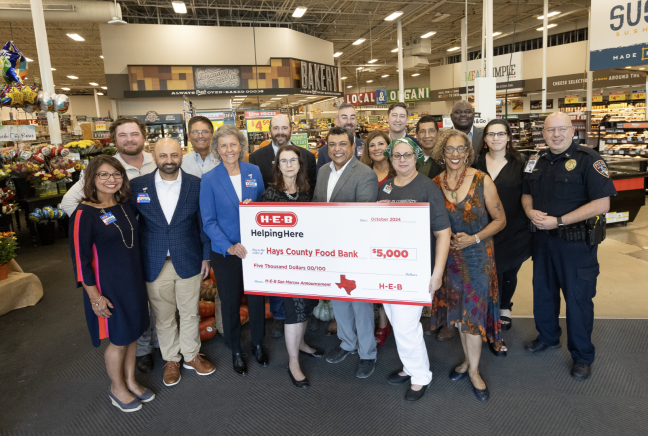 H-E-B San Marcos food bank check presentation