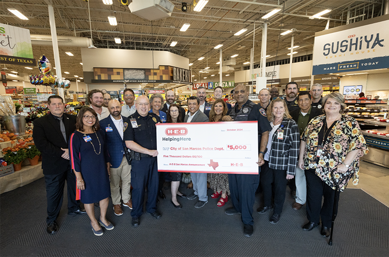 H-E-B San Marcos police department check presentation