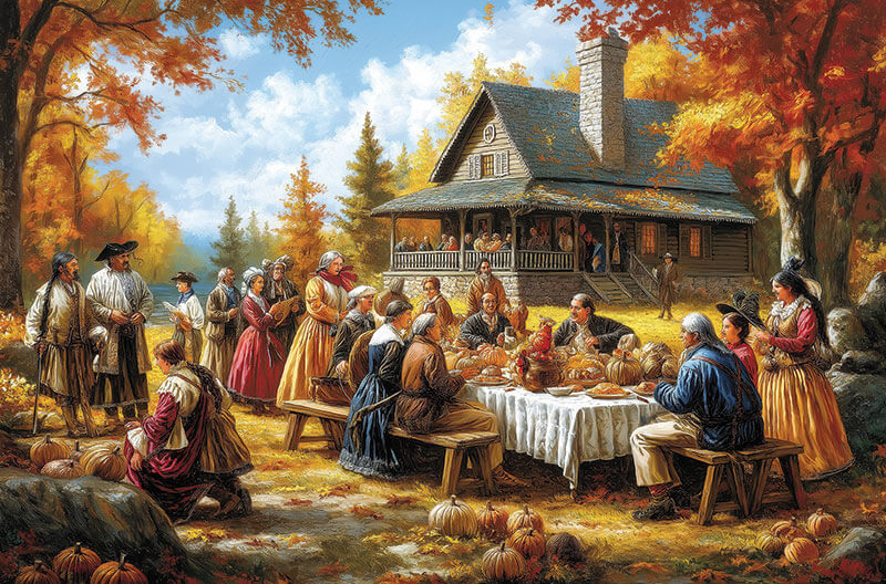 graphic image of early Thanksgiving celebration