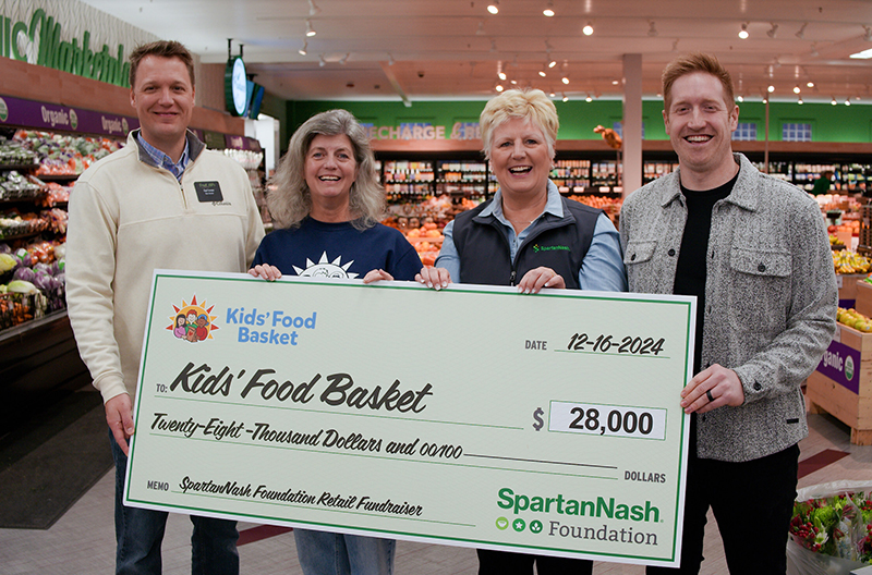 The SpartanNash Foundation® was able to support multiple food pantries across the Midwest, including Kids Food Basket, after achieving a record-breaking donation amount following their eighth annual in-store fundraiser.