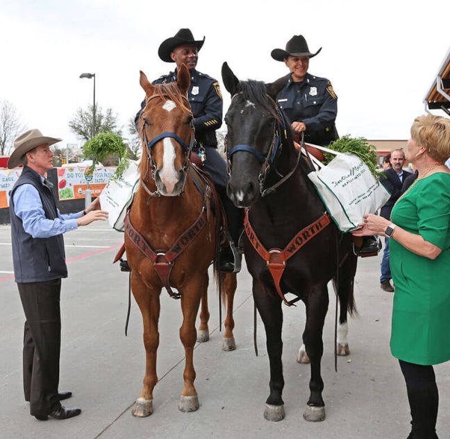 image of officers on horseback in Central Market pickup area