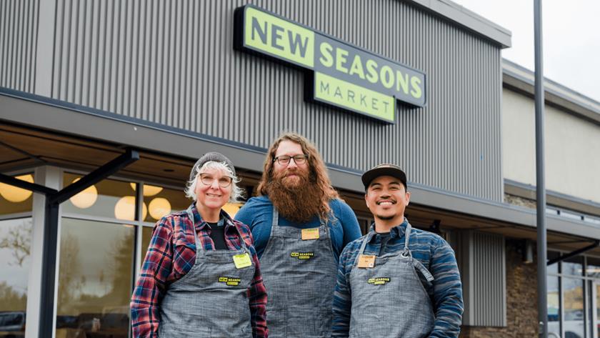 New Seasons Market Tanasbourne Leadership (from left to right): Chris Schrader (Assistant Store Manager), Travis Bertsch (Store Manager) and Eric Badua (Assistant Store Manager)