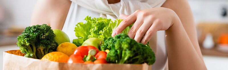 image of healthy produce items in shopping bag