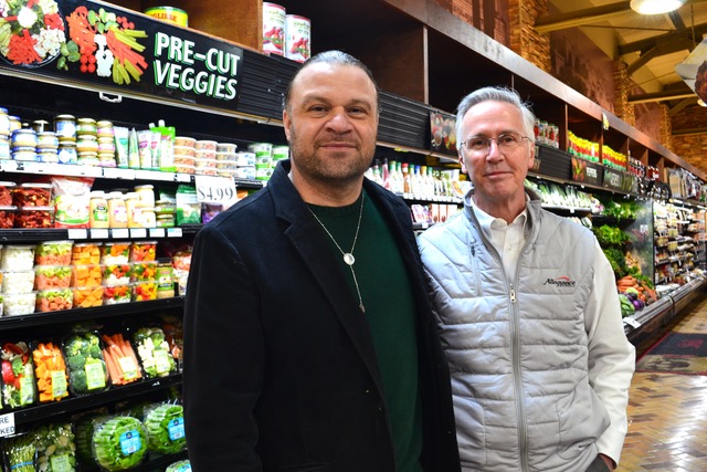 Foodtown Store Owner David Shehadeh and Dean Holmquist, VP of store operations for Allegiance Retail Services