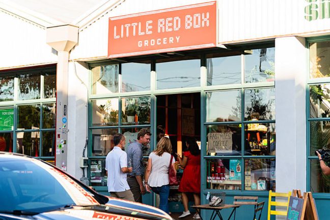 photo of Little Red Box Grocery’s storefront on Harrisburg Boulevard in Houston’s Second Ward area