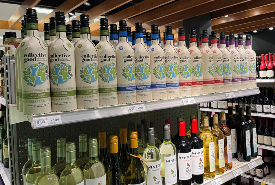 image of paper wine bottles on Target shelves
