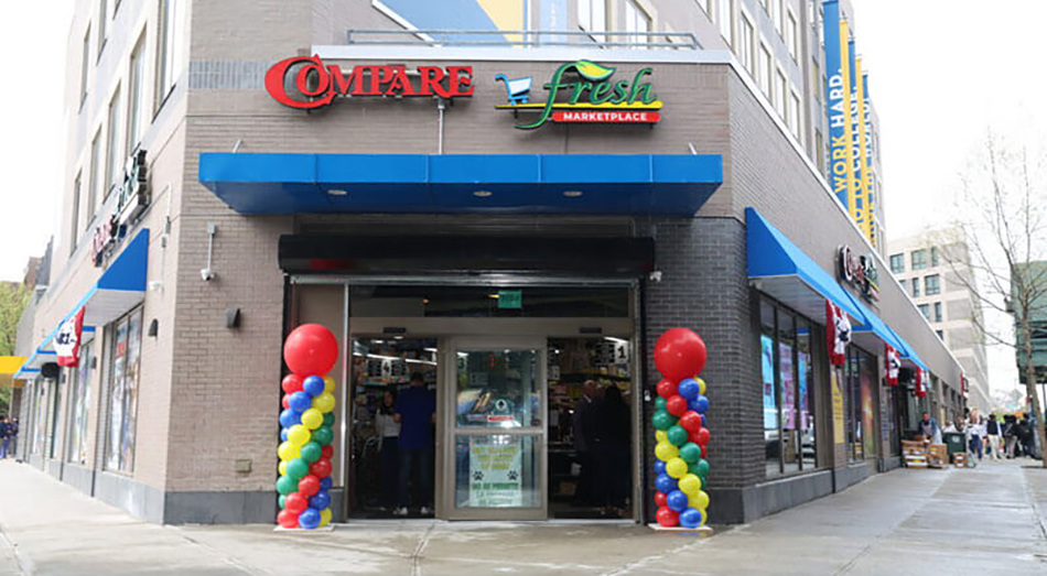 exterior of Compare Fresh Supermarket new store in the Bronx