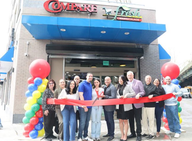 photo of ribbon cutting at Compare Fresh Supermarket new store in the Bronx