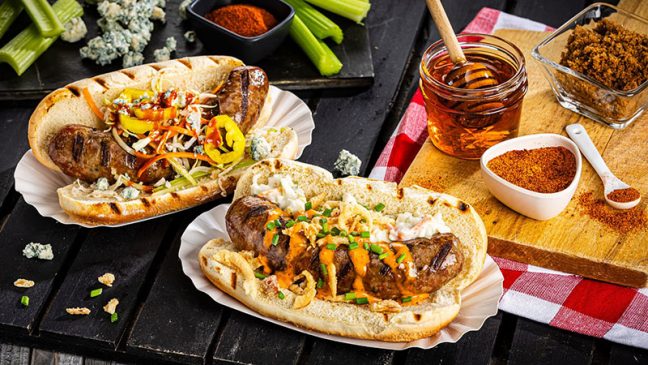 image of SpartanNash Brat Shop grilled brats on table