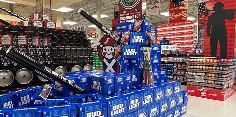 image of beer display promoting Schnucks' Folds of Honor fundraising campaign