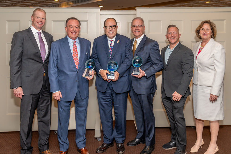 Left to right: NJFC Board Chair Jason Read of Wawa, Steve Heggelke of Bozzuto’s Inc., Bob Unanue of Goya Cares, Mike Stigers of Wakefern, NJFC Associate Vice Chair Gary Capozzi of Pepsi and Linda Doherty, President and CEO of NJFC.