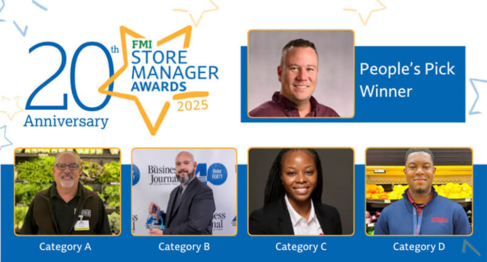 graphic showing winners of FMI 2025 Store Manager of the Year awards
