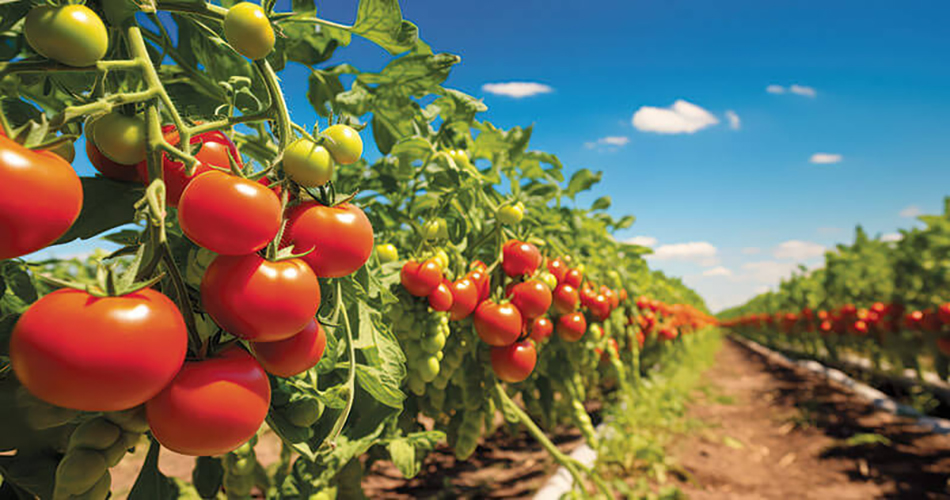 image of tomatoes on vine in field