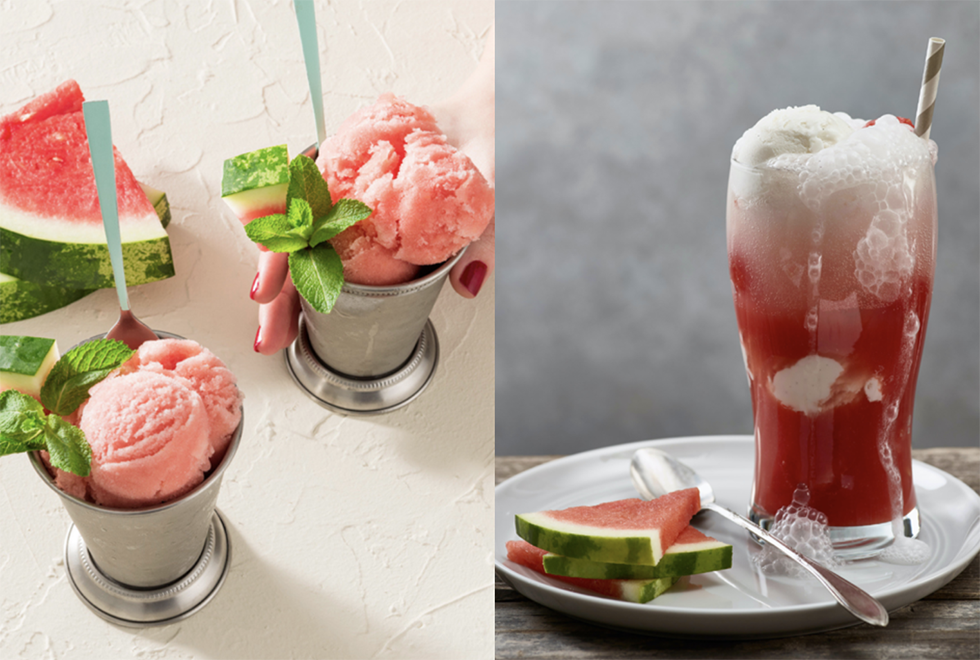watermelon Italian ice and watermelon soda float from IGA