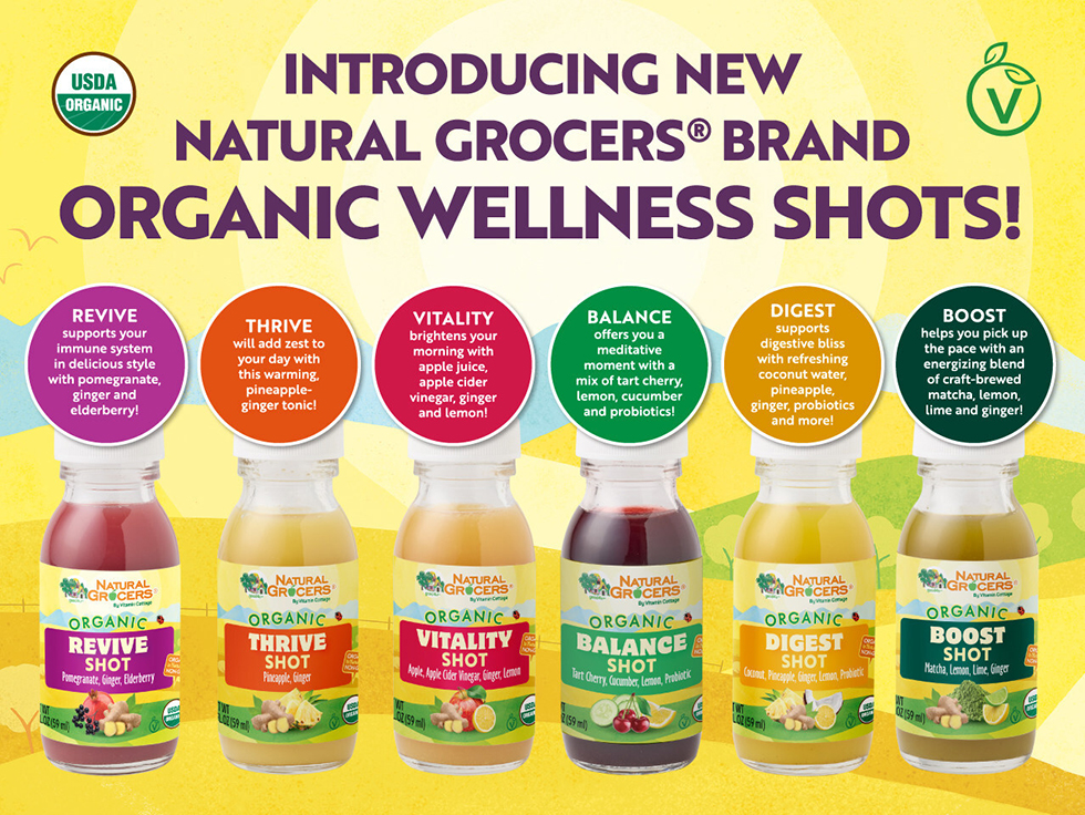 Natural Grocers' private label organic wellness shots