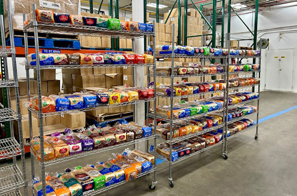 image of bread on racks at Affiliated Foods subsidiary Tri-State Bakery