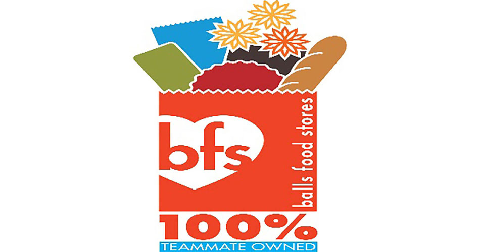 Balls Food Stores logo of full grocery bag