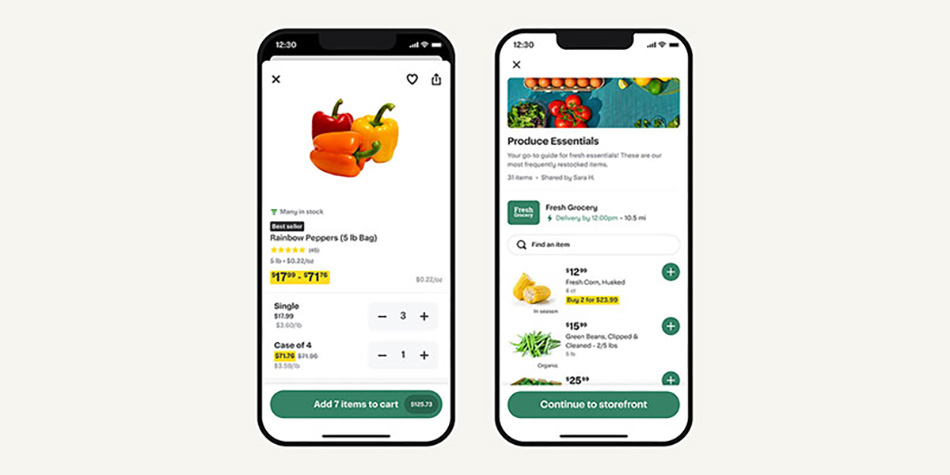 image of mobile phones using Instacart app