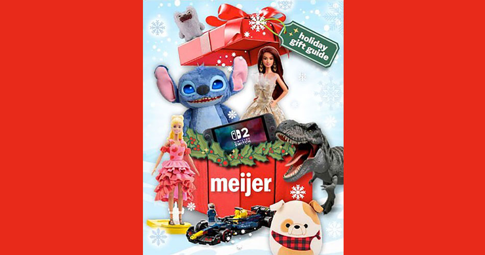 image of front cover of Meijer Holiday Toy Guide with popular toys featured