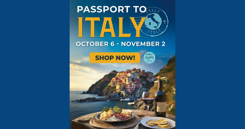 graphic promoting Busch's Fresh Food Market's Passport to Italy event