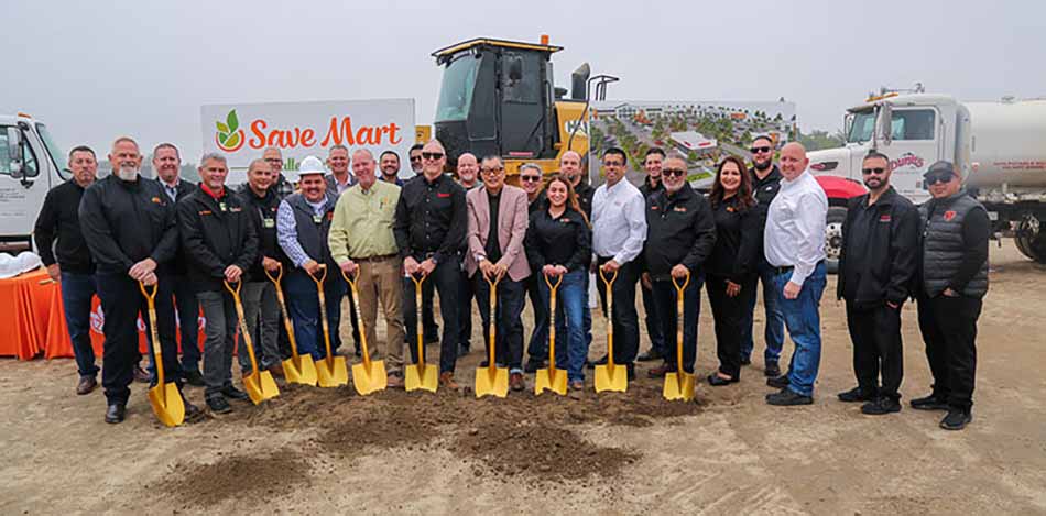 photo of group holding shovels at groundbreaking for The Save Mart Companies in Tulare, California