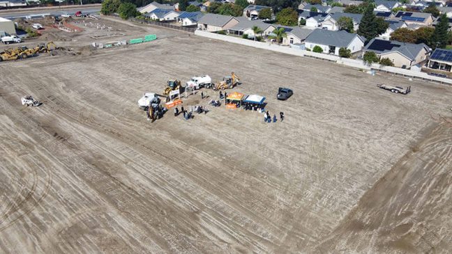 drone shot of site of new site for Save Mart in Tulare, California