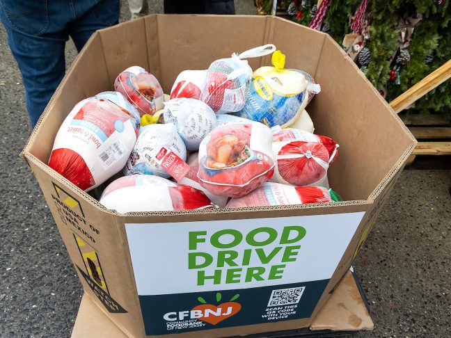 Community Food Bank of NJ collecting turkey donations at the ShopRite of Livingston.