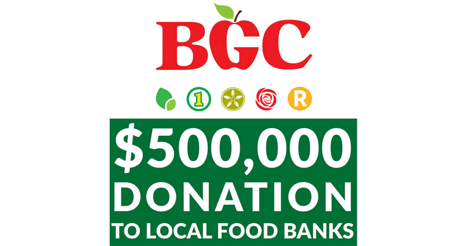 graphic of Brookshire Grocery Co. logo atop $500,000 donation text