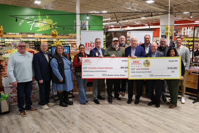 Ham and produce donation Brookshire