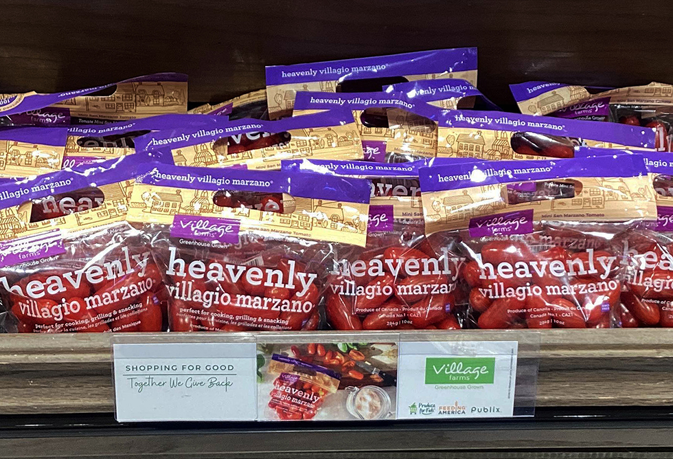 Heavenly Villagio Marzano bag on shelf Publix with POS PFK signage