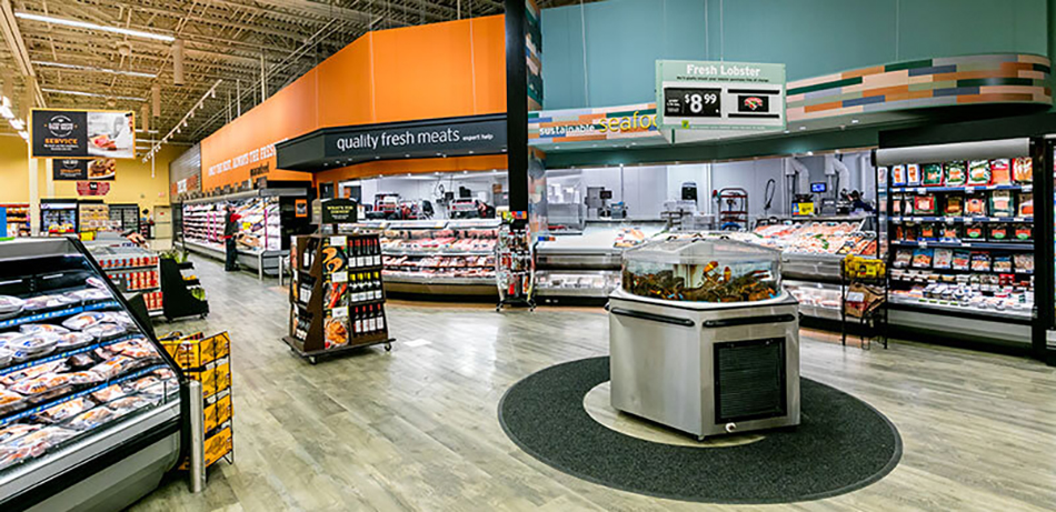 photo of an upgraded meat department at a remodeled Hannaford Supermarket store
