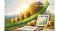 image of grocery store building sitting atop coin stack with green arrow pointing upward with EBITDA chart