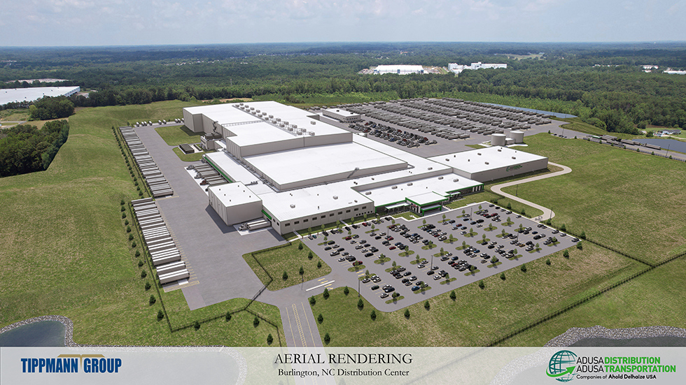 Ahold Delhaize USA aerial rendering for its Burlington, North Carolina, facility