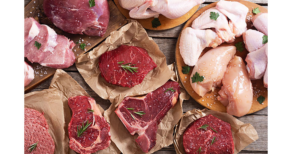 photo of individual meat and poultry items on butcher paper