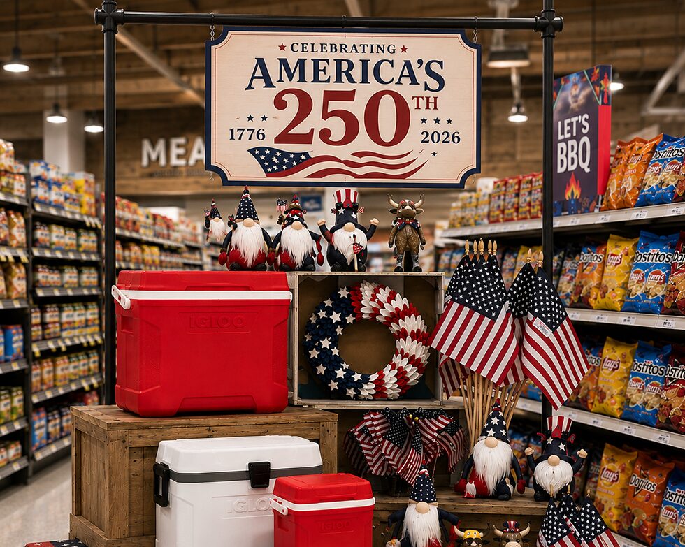 Grocery cross merchandising with seasonal celebration