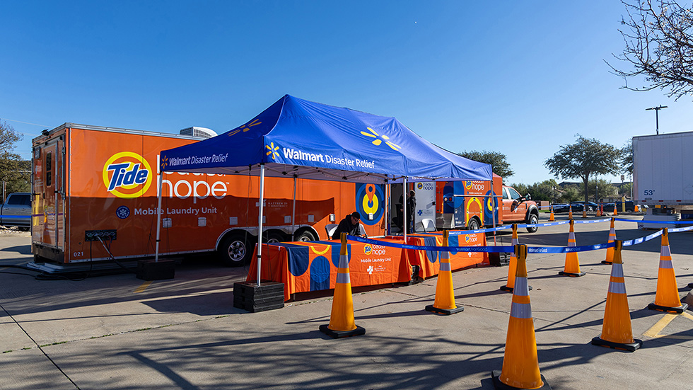 Tide and Walmart disaster relief laundry unit