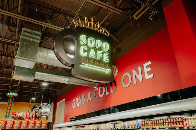 photo of SoPo Cafe sign and department