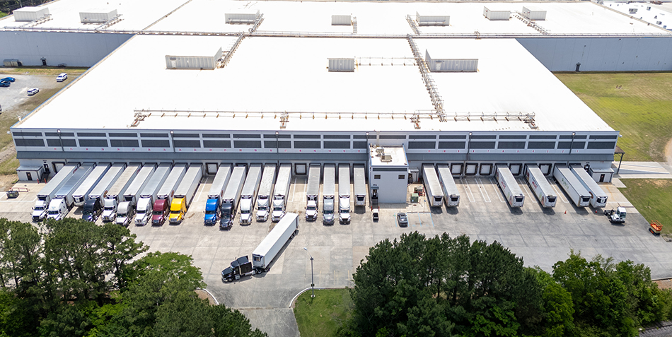 aerial photo of new Milo's Tea distribution center in Bessemer, Alabama