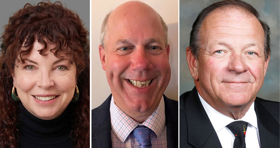 headshots of NJFC board members Mary Demos, Jonathan D’Orsi and Len Sitar