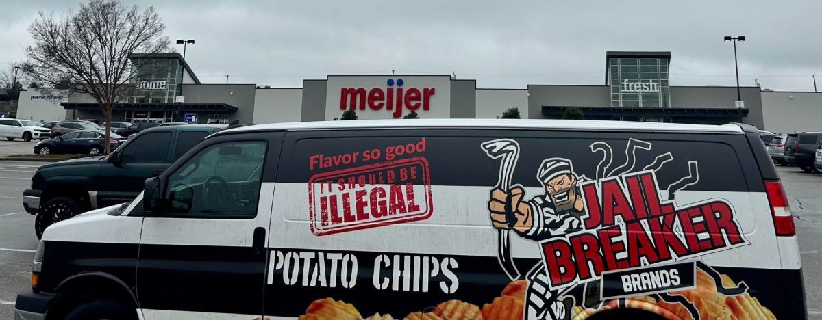 photo of Jail Breaker Potato Chips van in front of Meijer store