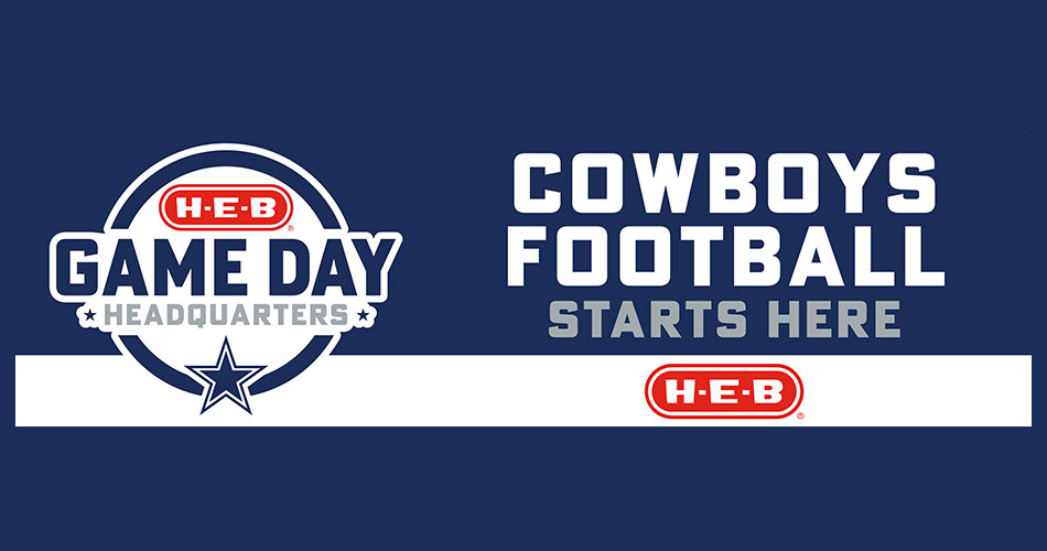 Graphic illustrating partnership between H-E-B and Dallas Cowboys