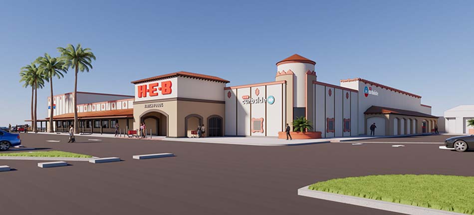 Rendering of H-E-B's remodeled Las Palmas store