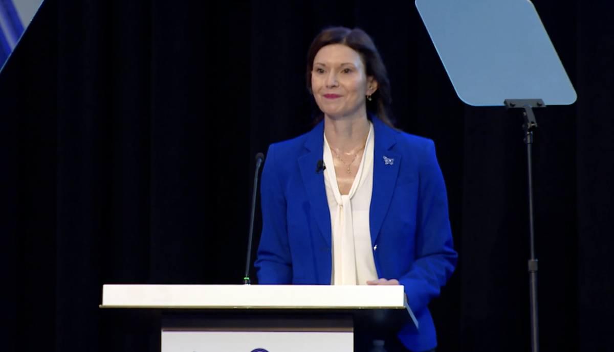 woman at podium