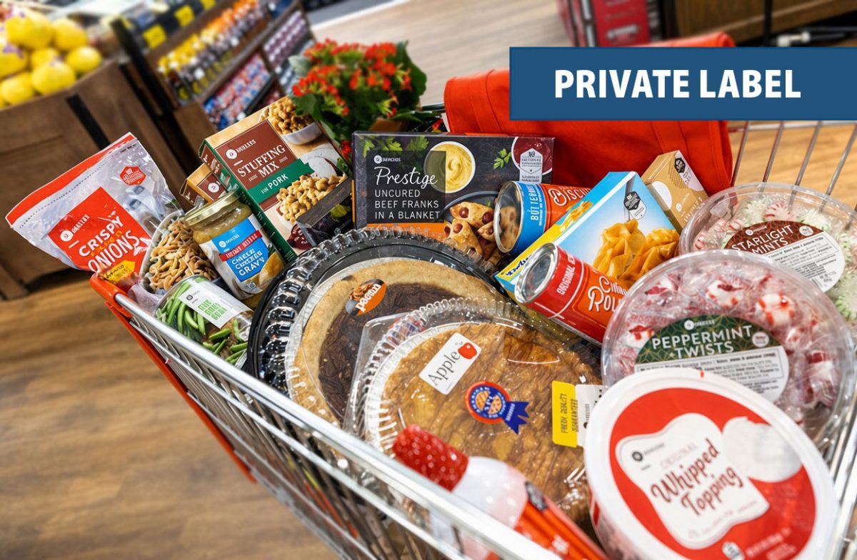 shopping cart full of private label products